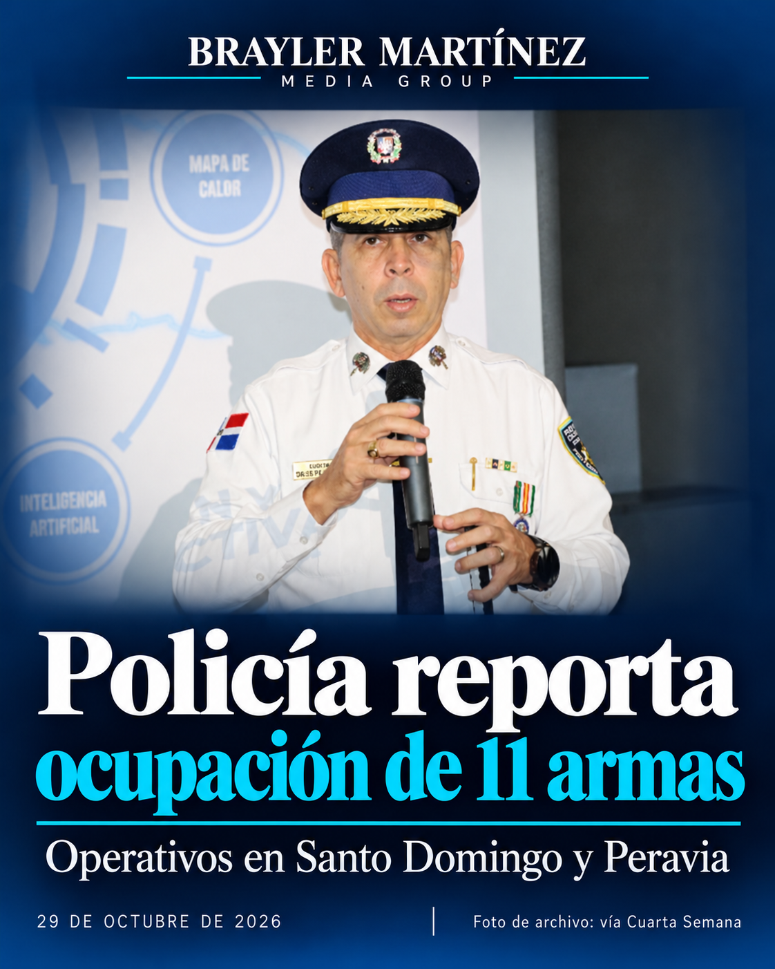 Operativo de control migratorio con agentes y personas detenidas, con el titular sobre las 1,359 deportaciones hacia Haití.